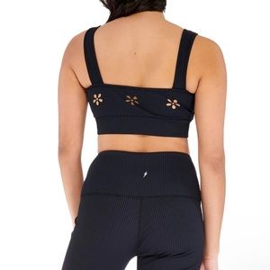 NWT Electric Yoga Ribbed Black Sports Bra Small